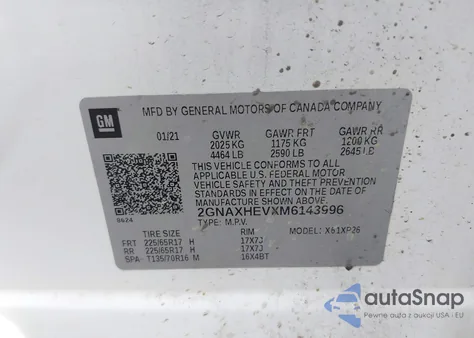 2021 Chevrolet Equinox Fwd Ls from USA, damaged, VIN 2GNAXHEVXM6143996